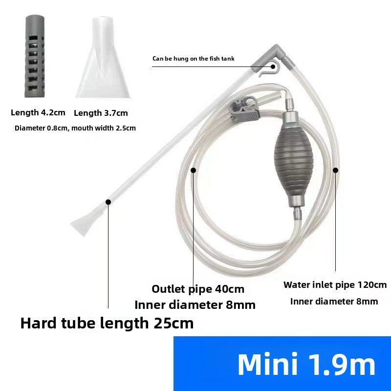 Multi-Function Aquarium Siphon Water Changer & Gravel Cleaner - Manual Fish Tank Sand Washer Vacuum Kit with Duckbill Attachment (1.5m - 3m)