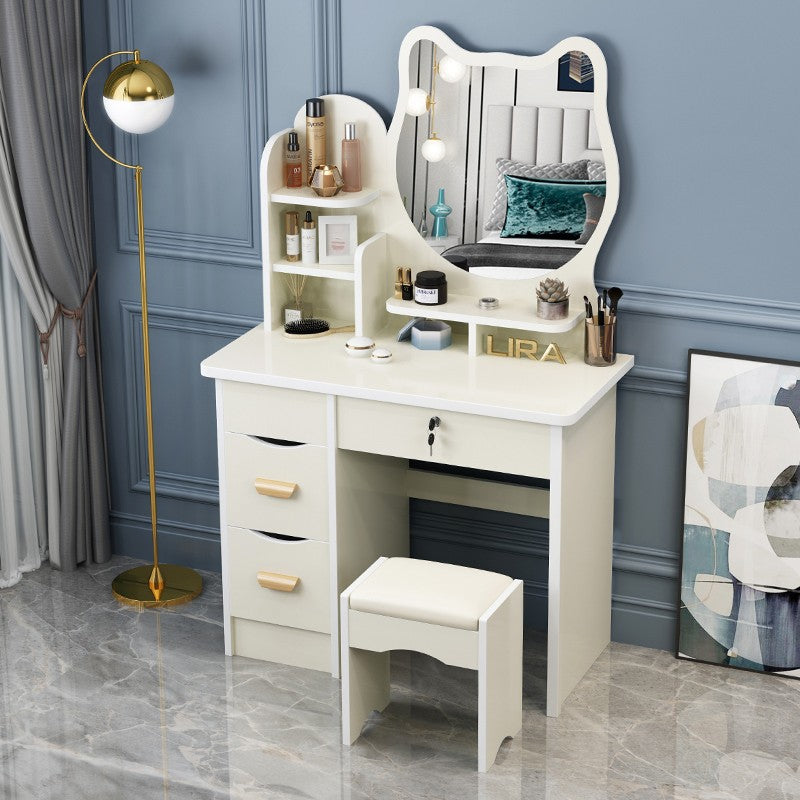 Modern Dressing Table with Mirror and Stool