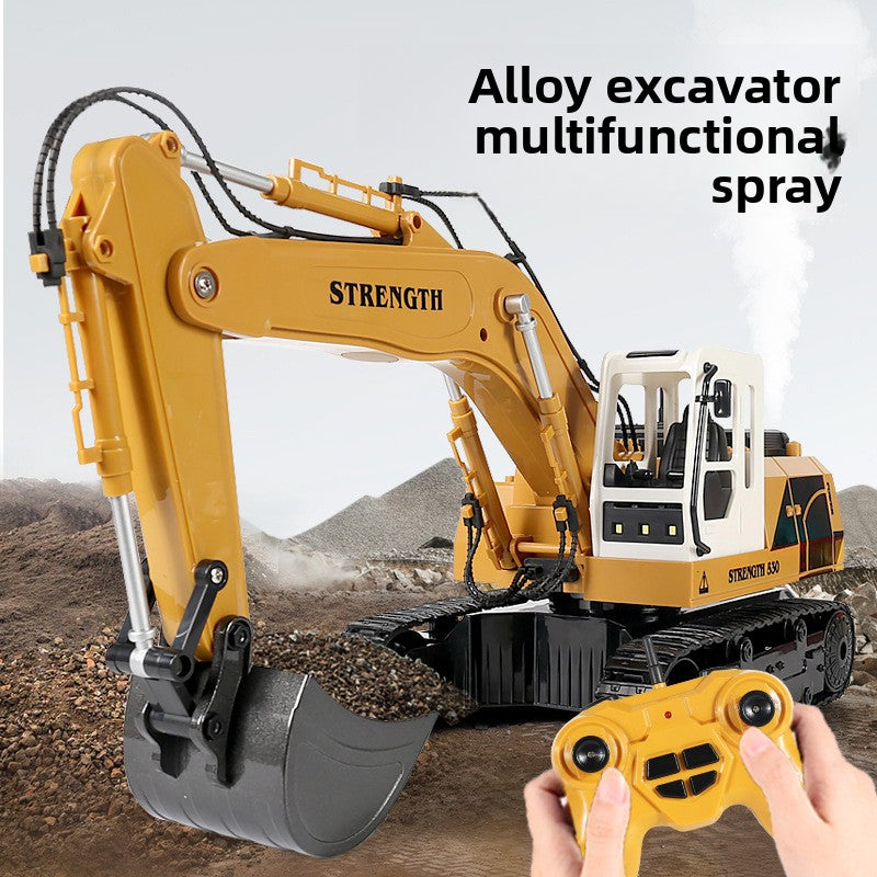 Large Alloy Remote Control Excavator – Gesture Sensor, Water Spray, Light & Music Functions