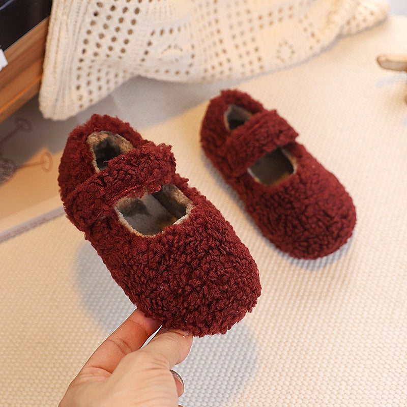 Childrens Plush Velcro Winter Shoes