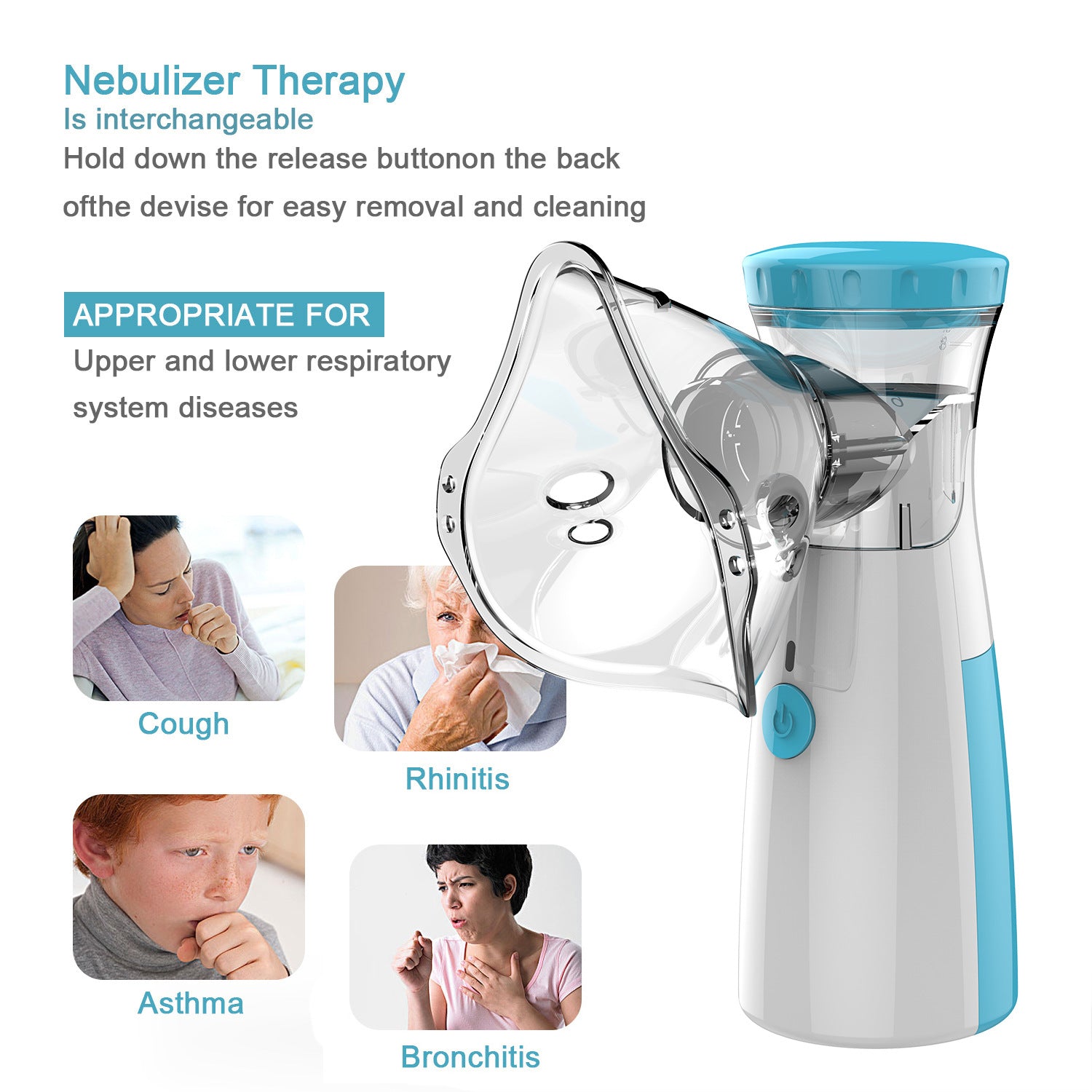 Factory Portable W301 Electronic Atomizer for Children and Adults, Micro-Mesh Foreign Trade English Package Handheld Atomizer