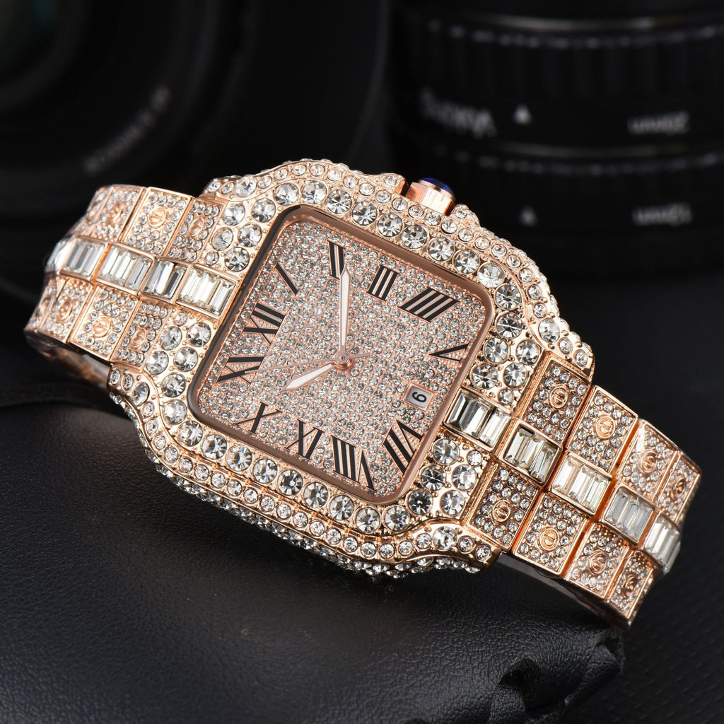 Men's Square Diamond Quartz Watch