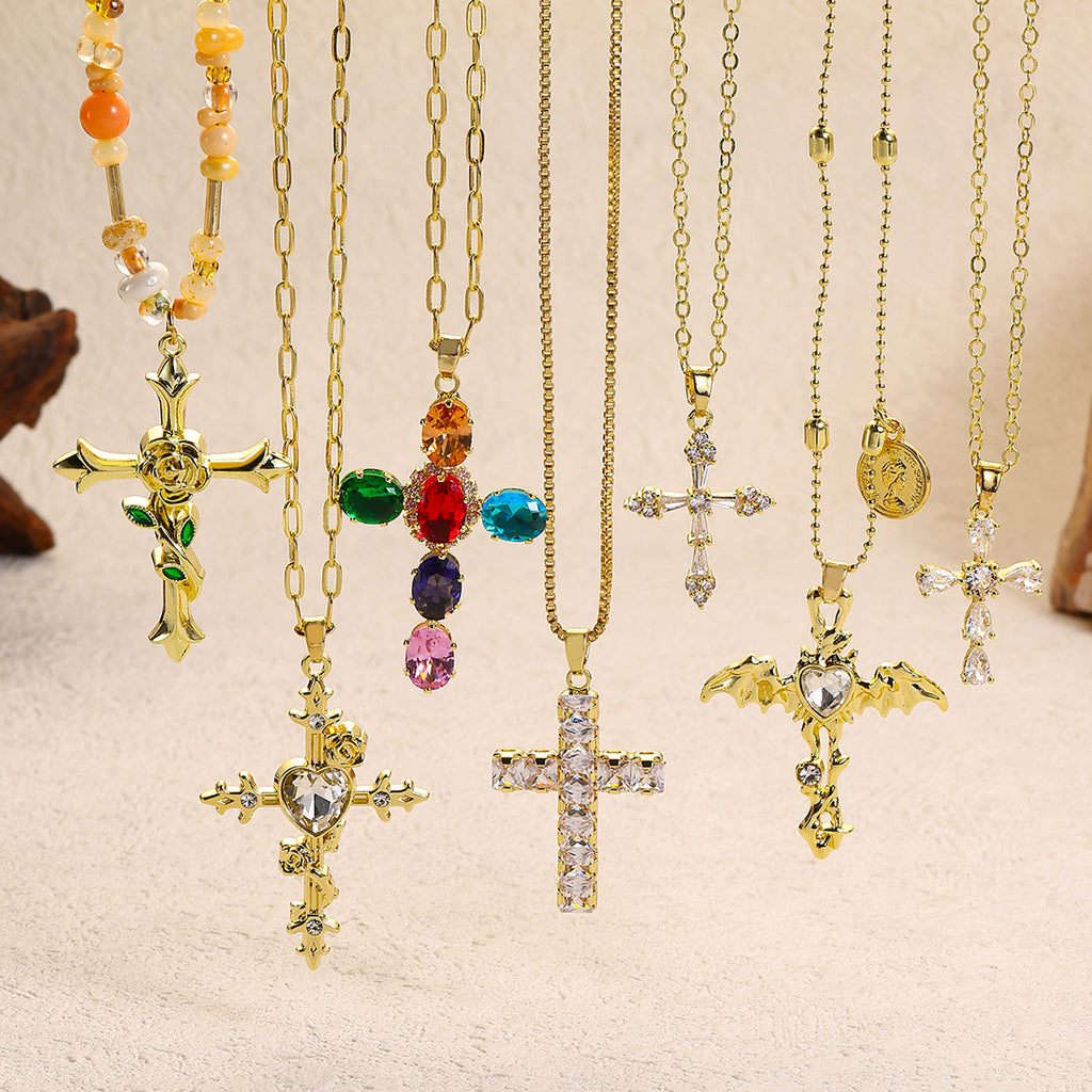 Zircon Cross Pendant Necklace