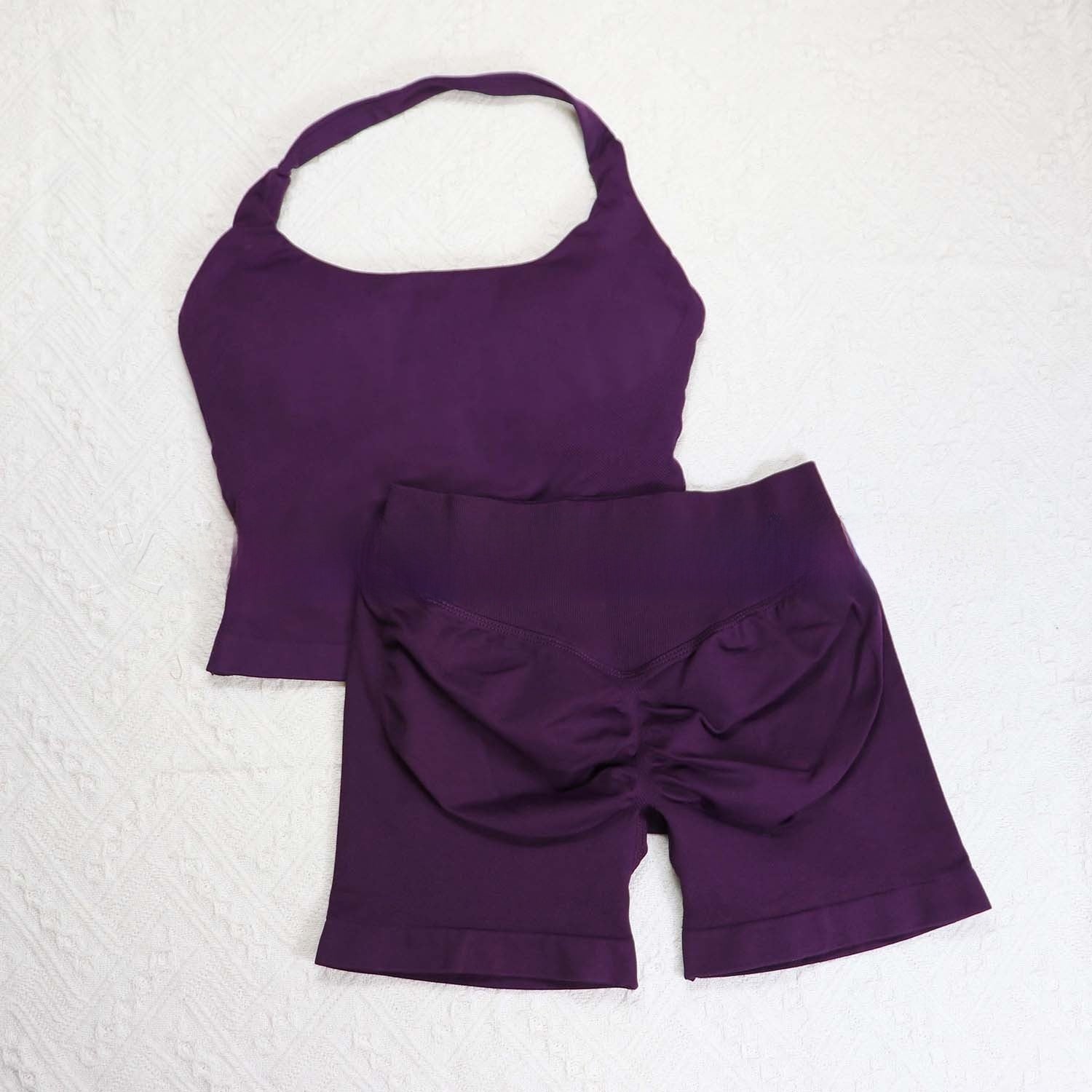 Seamless Yoga Halter Vest and Shorts Set