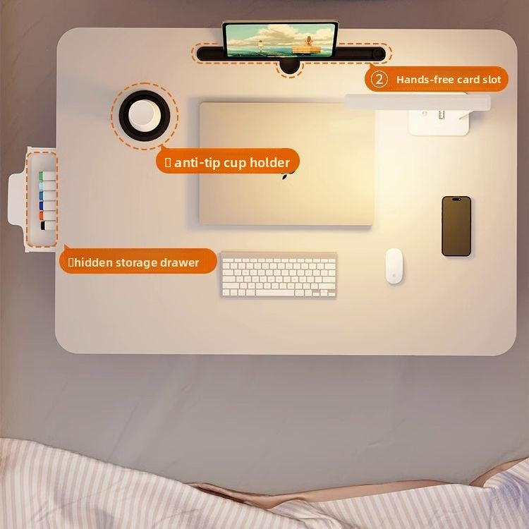 Foldable Bed Table with Storage Options