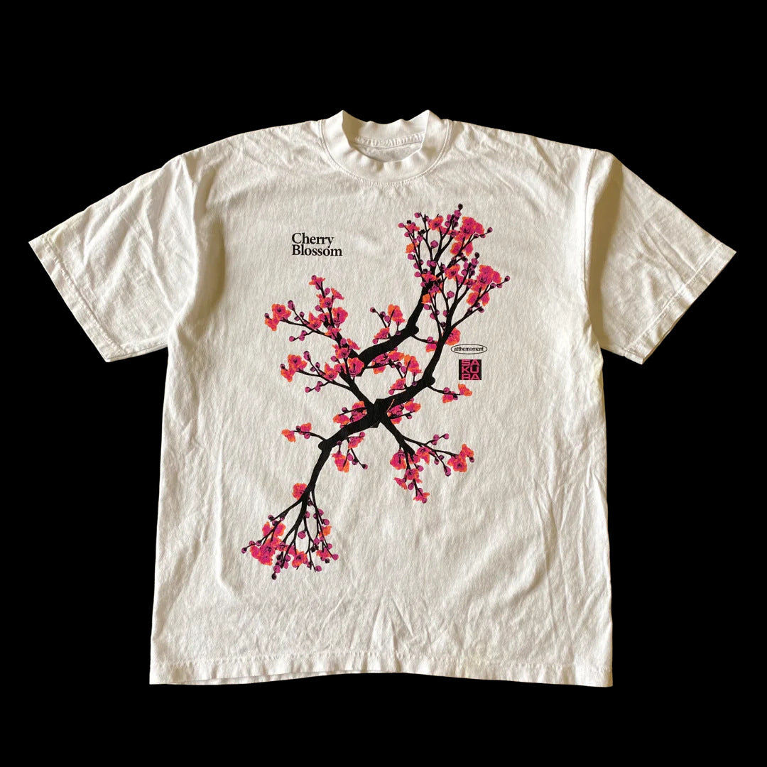 Vintage Peach Print Cotton T-shirt Y2k Kawaii Casual Tee