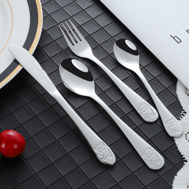 Children's Bear Pattern Stainless Steel Cutlery Set