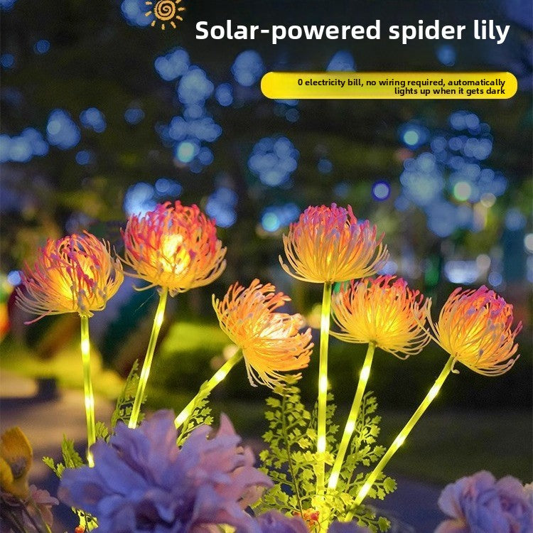 Aura Solar Spider Lily Garden Lights-Exotic Landscape Stakes with Glowing Stems