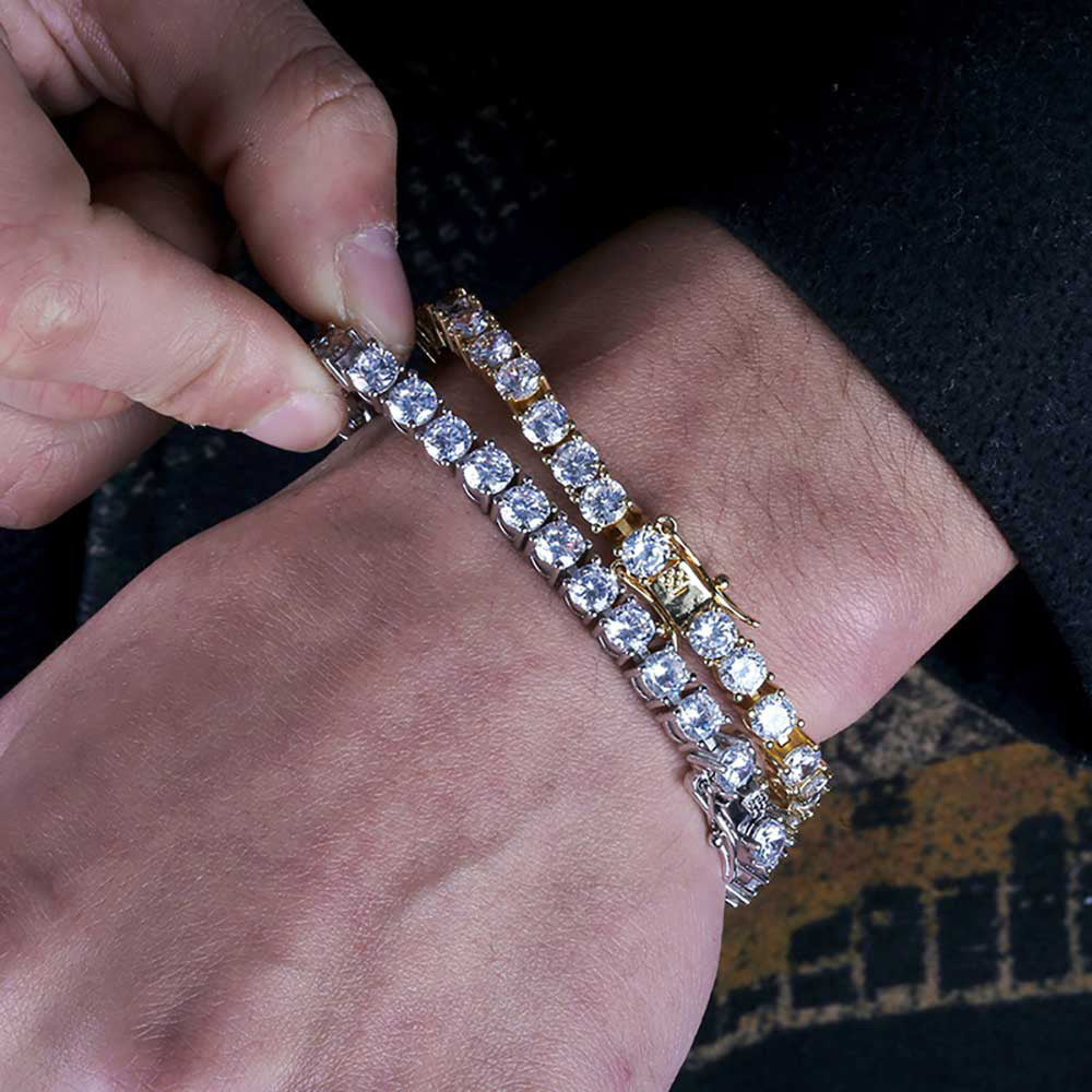 Unisex Classic Zircon Tennis Bracelet - Gold & Platinum Plated Ice Chain