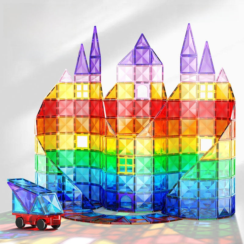Diamond Surface Magnetic Tiles Stem  Building Block set Translucent Geometric 3D kits