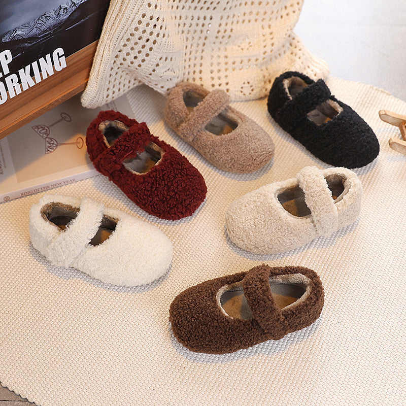 Childrens Plush Velcro Winter Shoes
