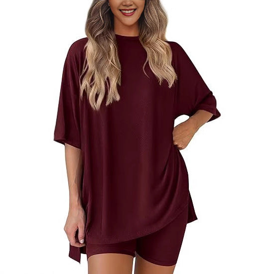 Women's Casual Round Neck Shorts Short-Sleeved Home Wear Suit