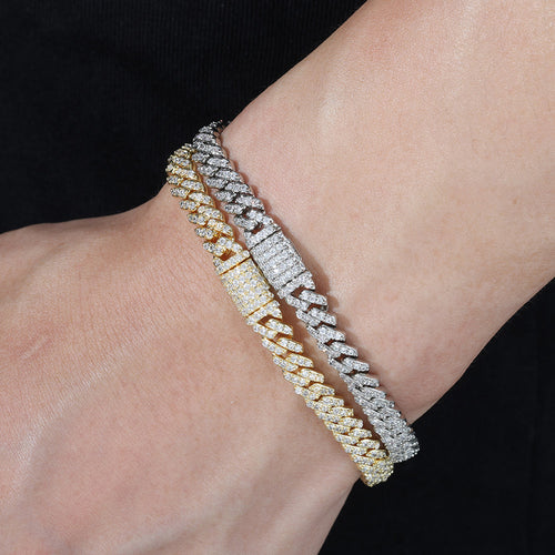 6mm Single Row Full Zircon Cuban Chain Bracelet