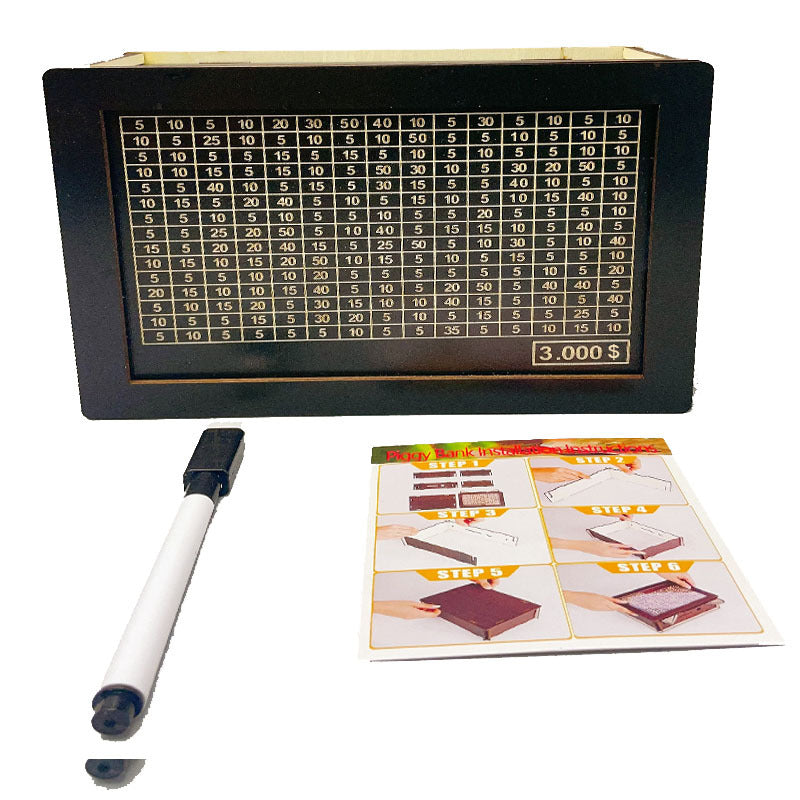 Wooden Money Box with Savings Counter