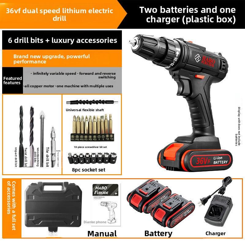 24V/36V Cordless Power Drill Set - Rechargeable Lithium-Ion Electric Driver Combo Kit, 35 to 112-Piece Complete Hardware Tool Kit with Storage Case