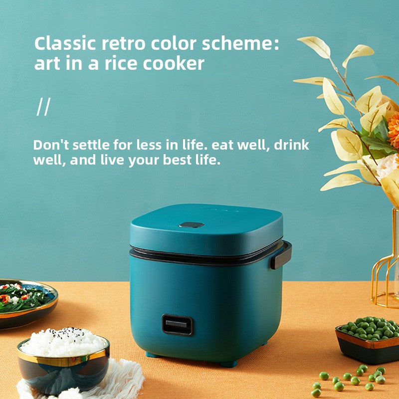 Mini Electric Rice Cooker For 1-2 People | Compact 200W Small Food Steamer & Warmer | Retro Square Multi-Functional Cooker For Apartments & Dorms