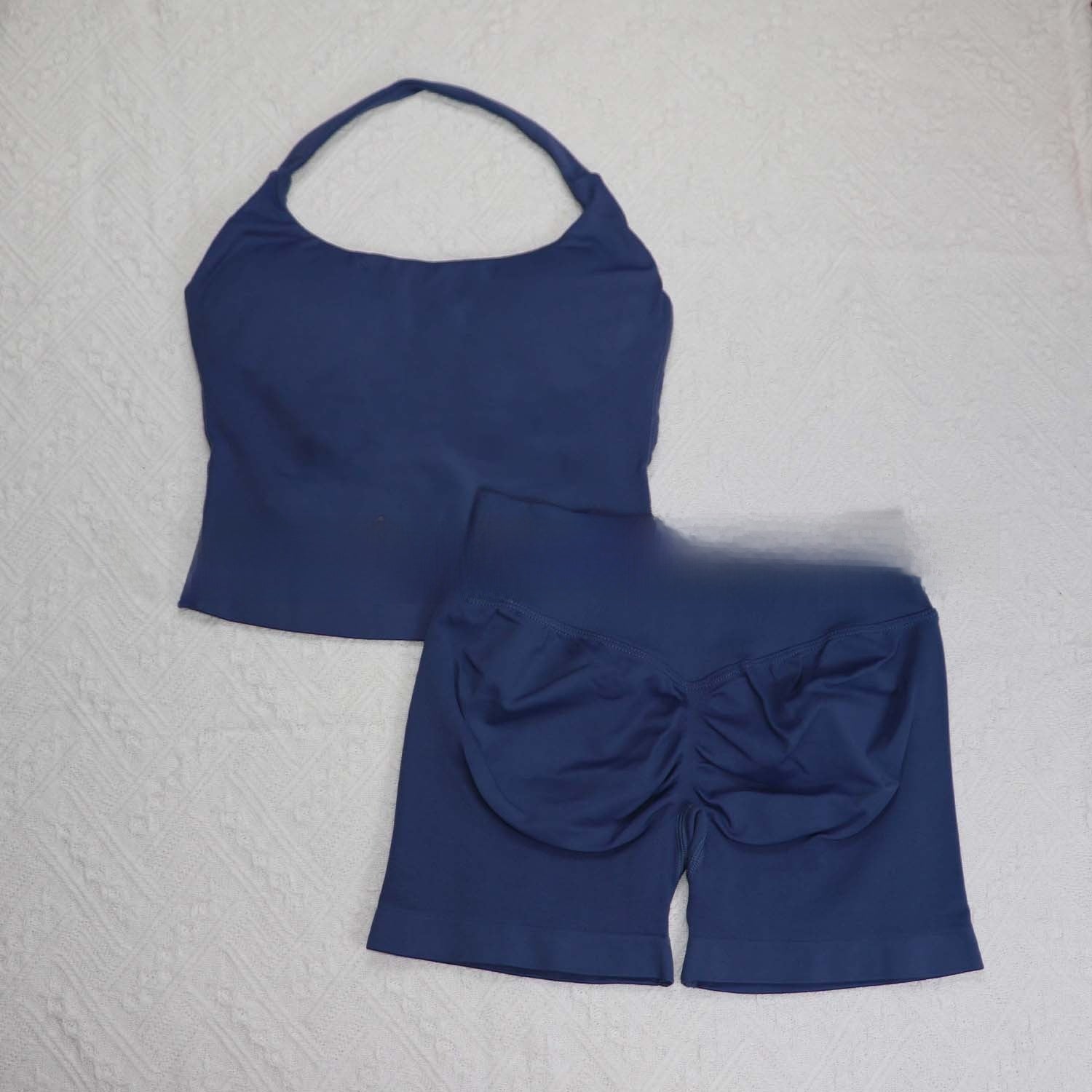 Seamless Yoga Halter Vest and Shorts Set