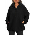 Quarter Zip Lambswool Hooded Sweatshirt