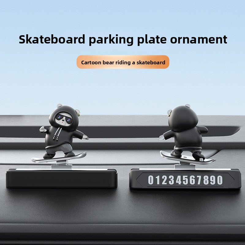 Moving Bear Skateboard Vehicle Decoration Piece