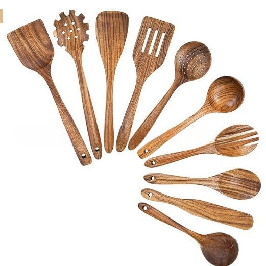 Acacia Wood 9-Piece Kitchen Utensil Set