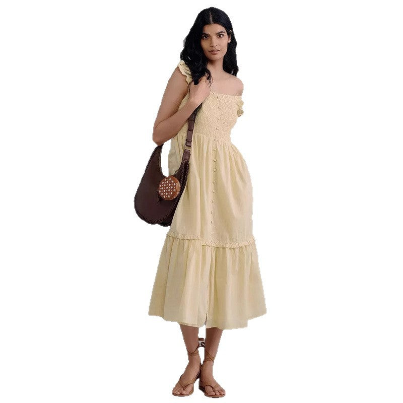 Women's Suspender A-Line Dress with Flying Sleeves