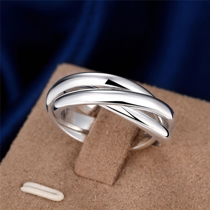 Smooth Three Ring Silver Plated Geometric Jewelry