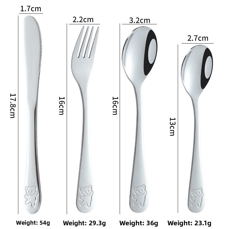 Children's Bear Pattern Stainless Steel Cutlery Set