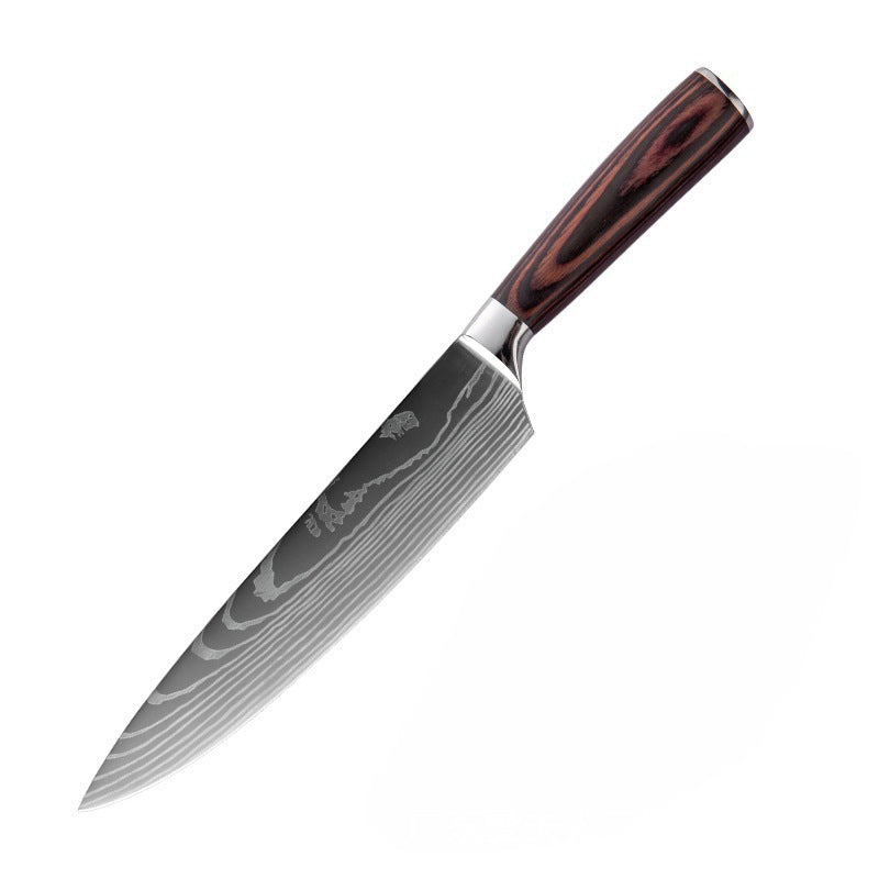 Japanese-Style Damascus Kitchen Knife Set | Professional Wood Handle Chef Knife Collection