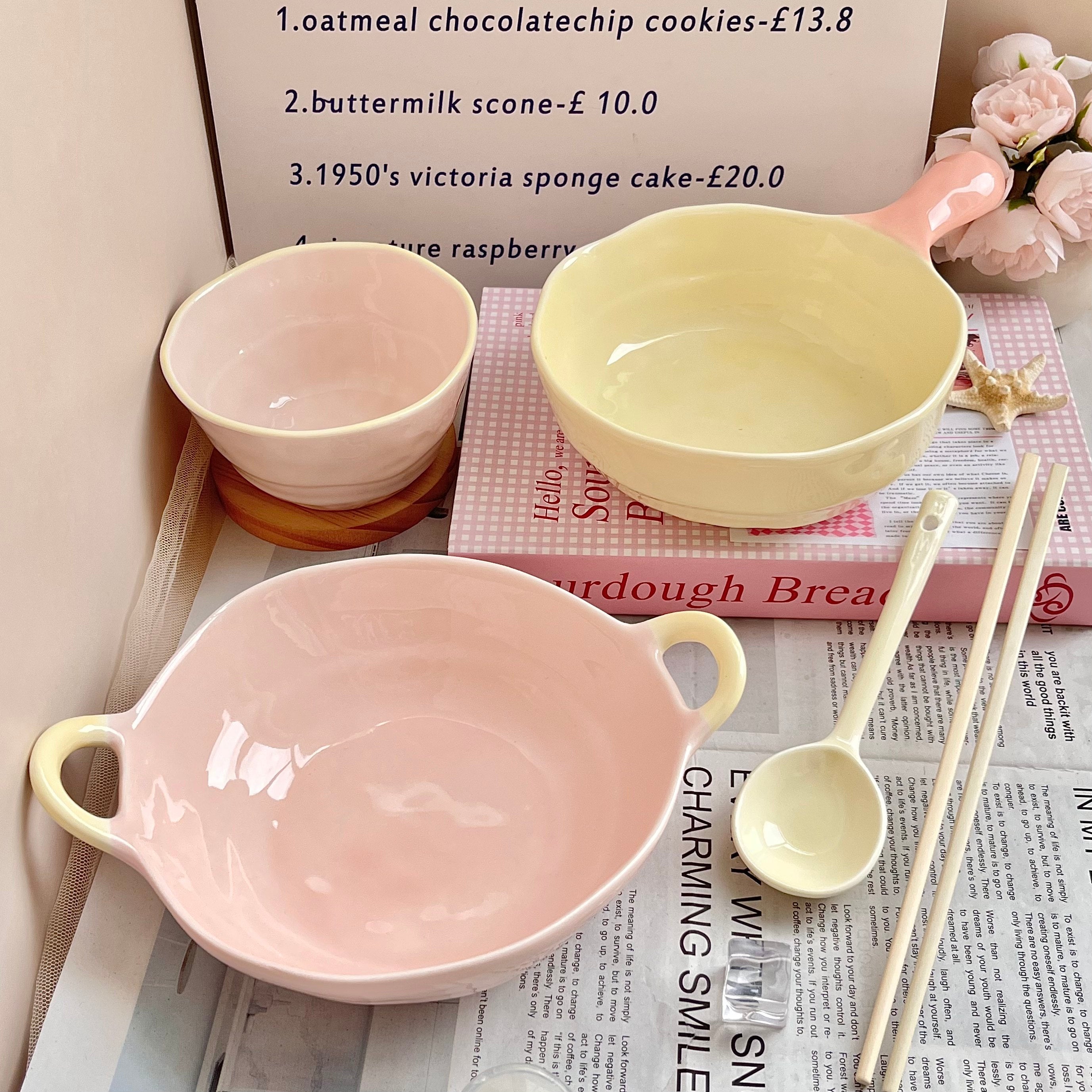 Ceramic Rice Bowl with Underglaze Color and Fruit Pattern
