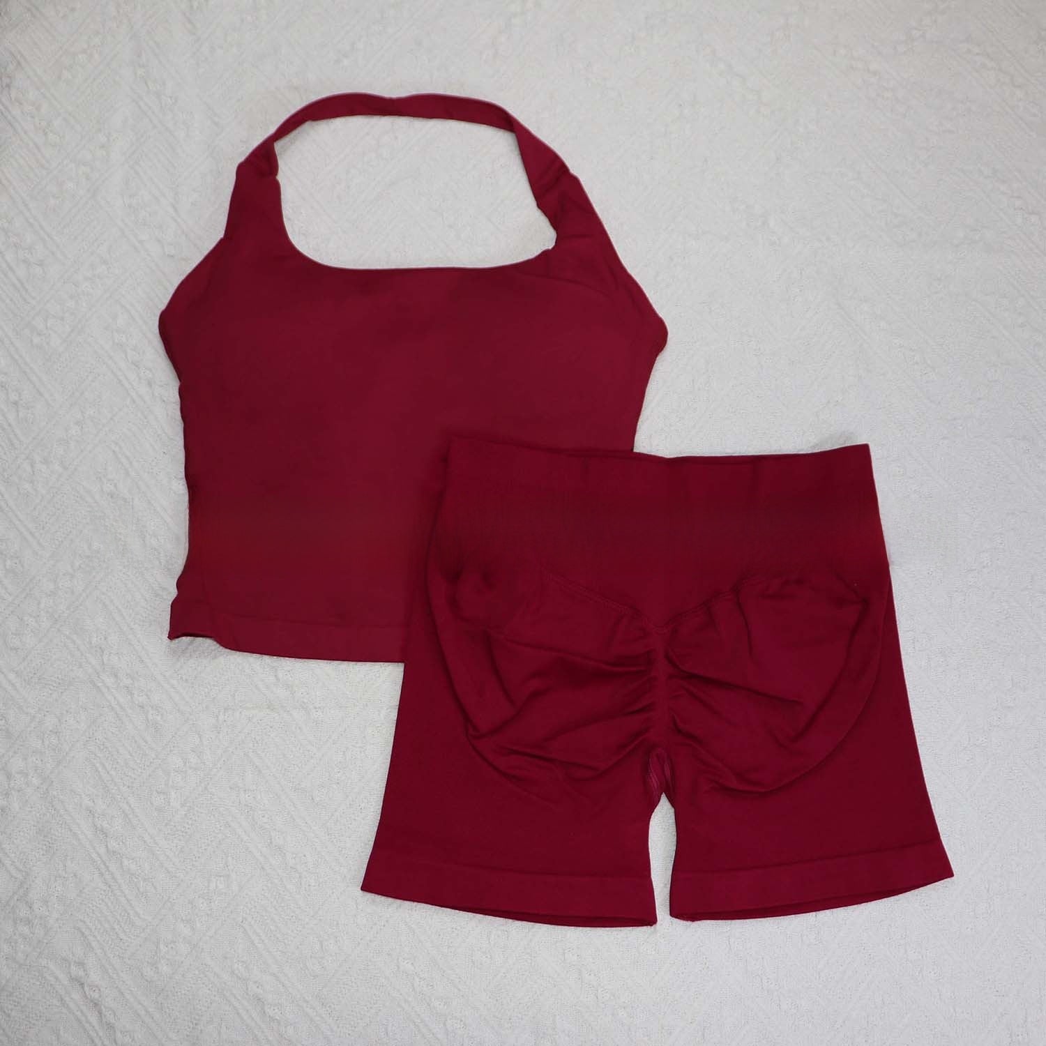 Seamless Yoga Halter Vest and Shorts Set