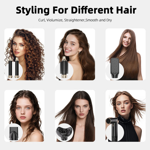 6-in-1 Multifunctional Hot Air Comb Styler – Professional Curling, Straightening & Drying
