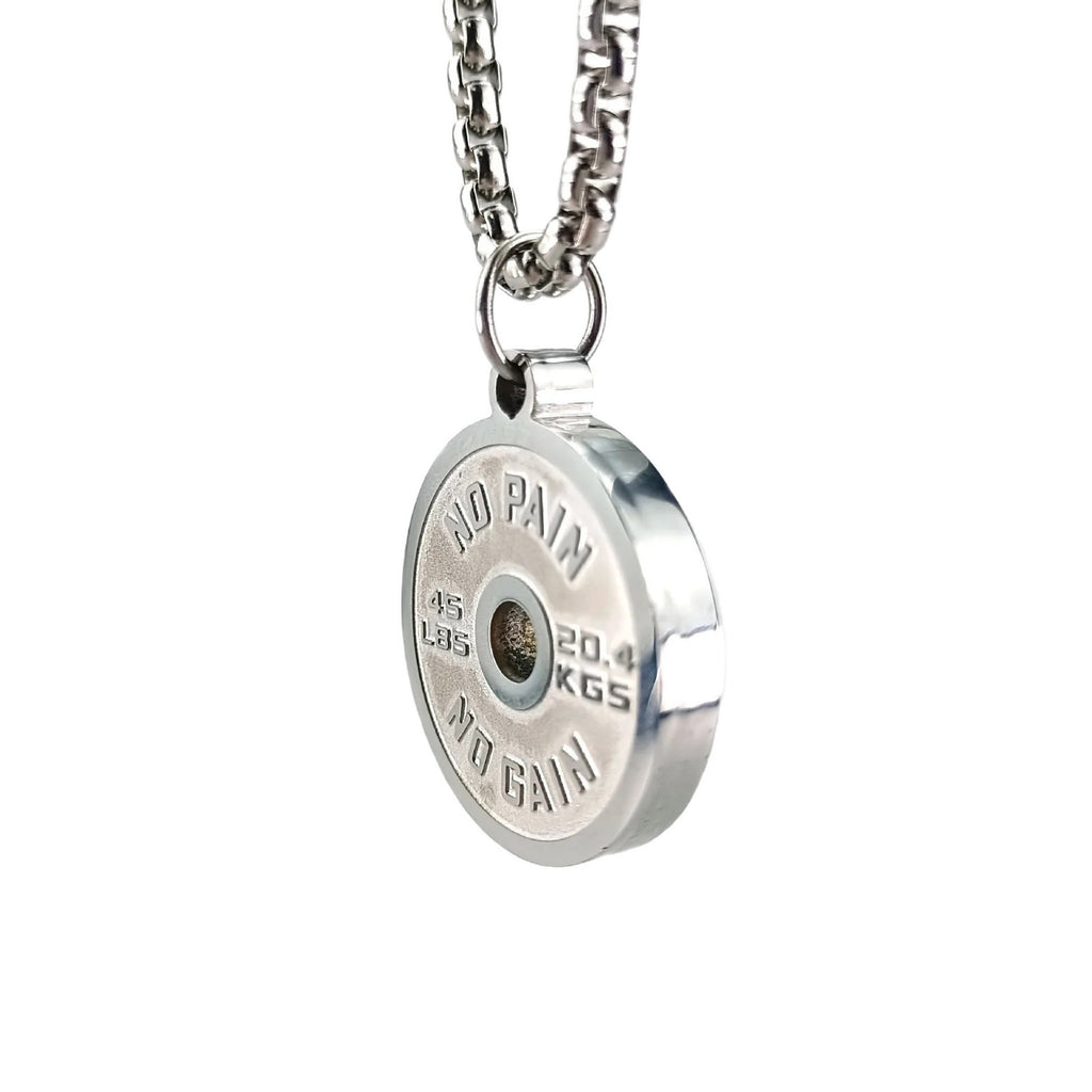 Geometric Barbell Plate Stainless Steel Necklace