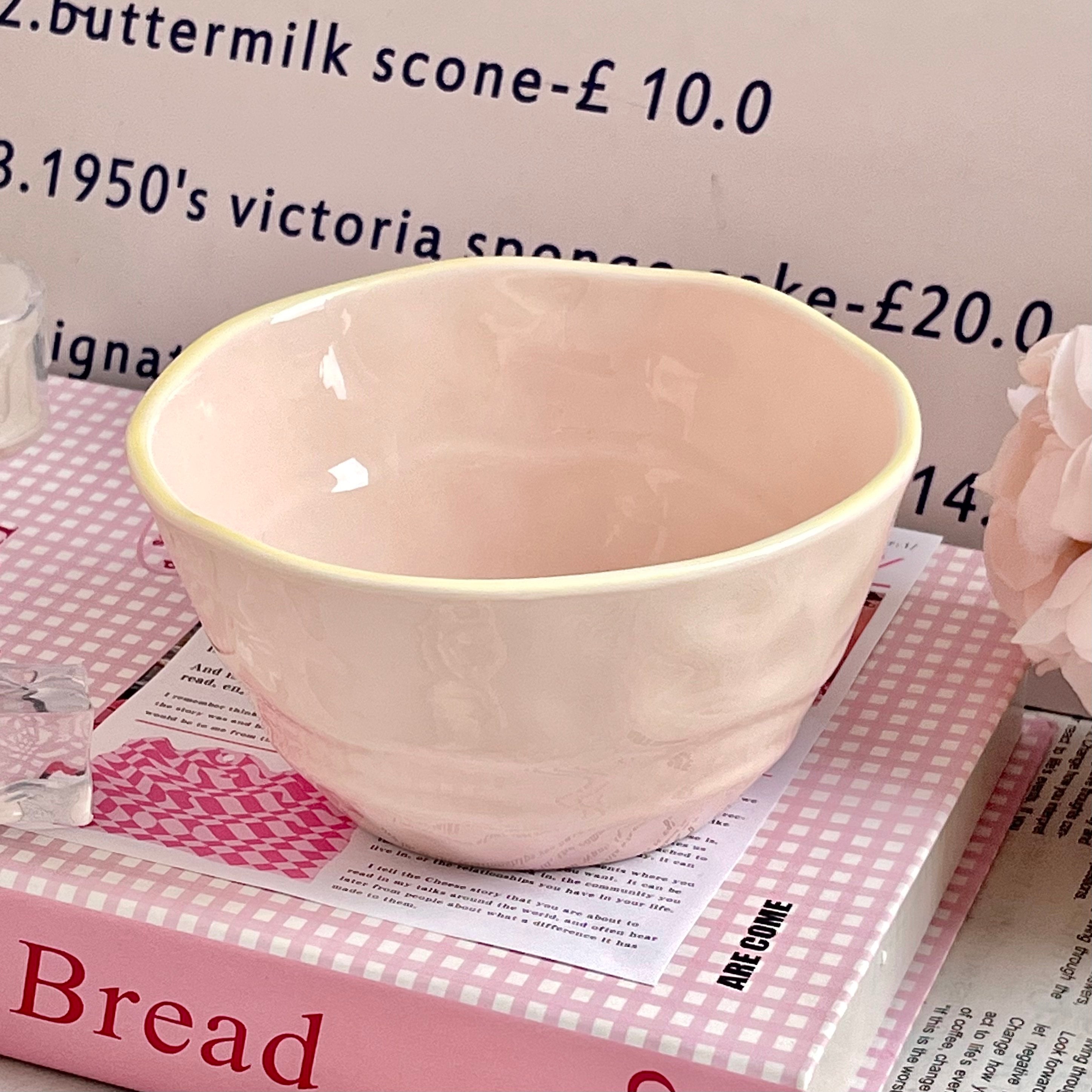 Ceramic Rice Bowl with Underglaze Color and Fruit Pattern