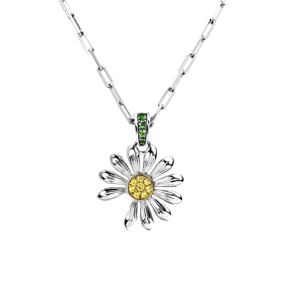 Sparking Crystal Daisy Flower Pendant Necklace | Adjustable Square Chain Floral Jewelry | cute Summer Gift For Her