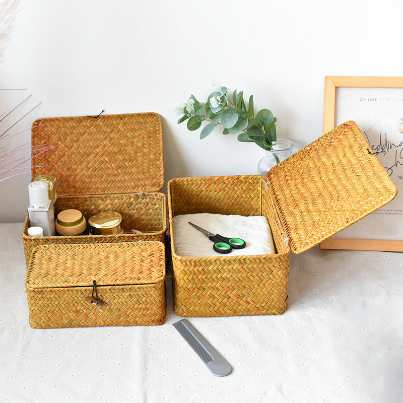 Seagrass Woven Storage Box with Lid