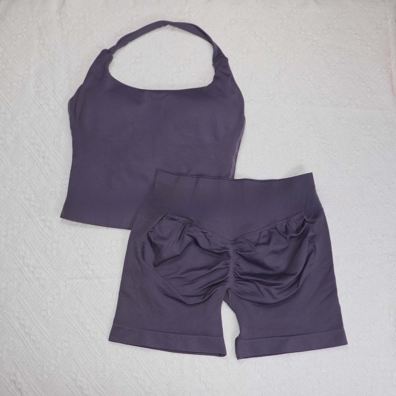 Seamless Yoga Halter Vest and Shorts Set
