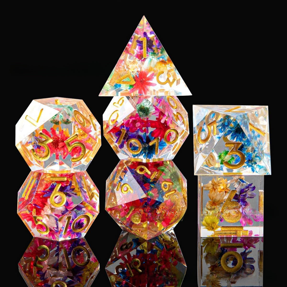 Epoxy Resin Polyhedral Dice Set for Tabletop RPG Games