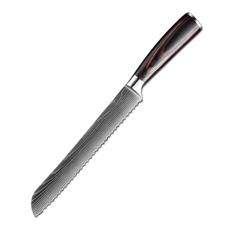 Japanese-Style Damascus Kitchen Knife Set | Professional Wood Handle Chef Knife Collection