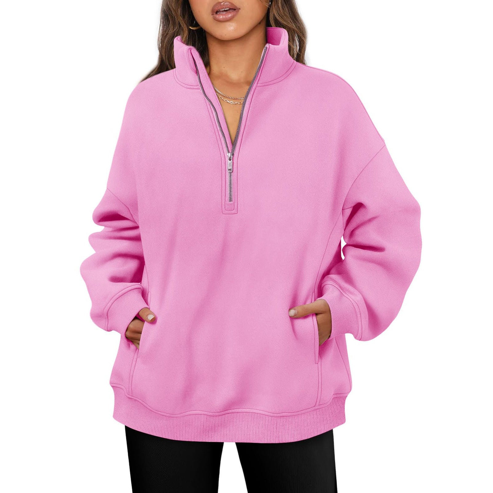 Womens Half Zip Stand Collar Sweatshirt