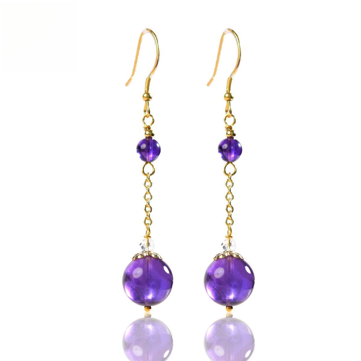 Aura Drop Natural Amethyst Crystal Earrings | 925 Sterling Silver Drop Jewelry