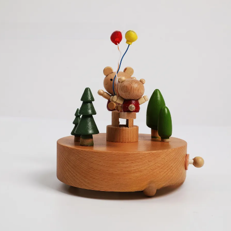 Wooden Carousel Music Box with Ballet Dancer