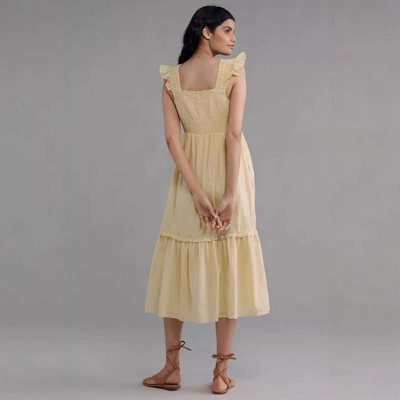 Women's Suspender A-Line Dress with Flying Sleeves