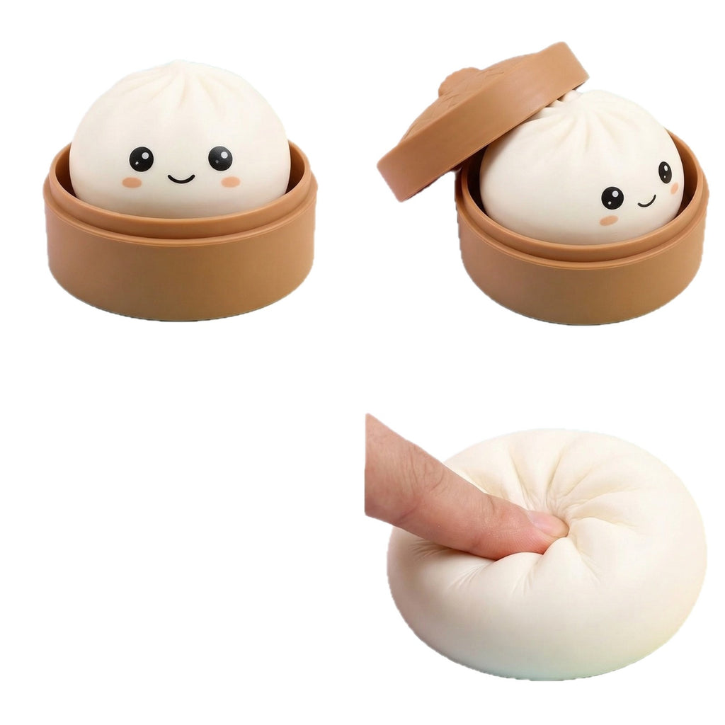 Premium Slow-Rebound Silicone Decompression Toy – Ergonomic Sensory Stress-Relief Bun with Metallic Finishes
