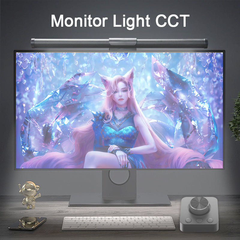 A light is hung on the computer screen