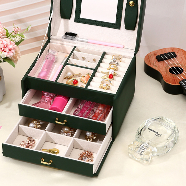 Three-Layer Leather Jewelry Box