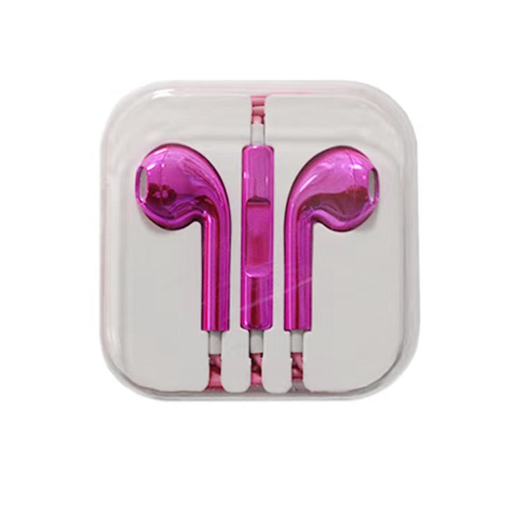 Metallic Electroplated Wired Earphones-3.5mm In-Ear Headphones with Microphone
