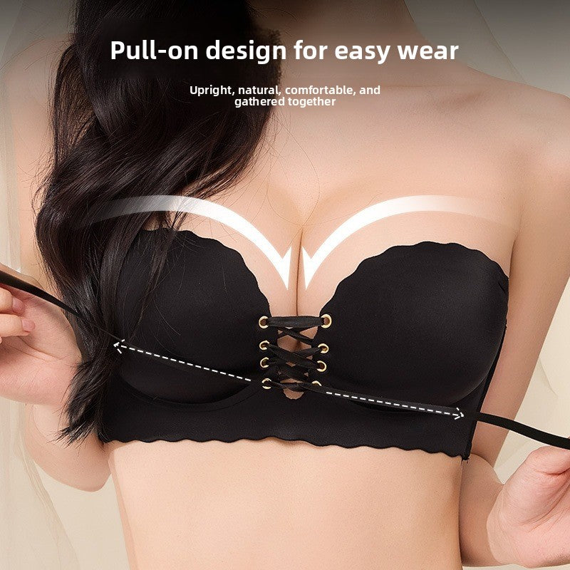 Luxury Contour Pull-String Lifting Bra – 3/4 Cup Satin & Cotton Ergonomic Shaping Intimate with Detachable Straps