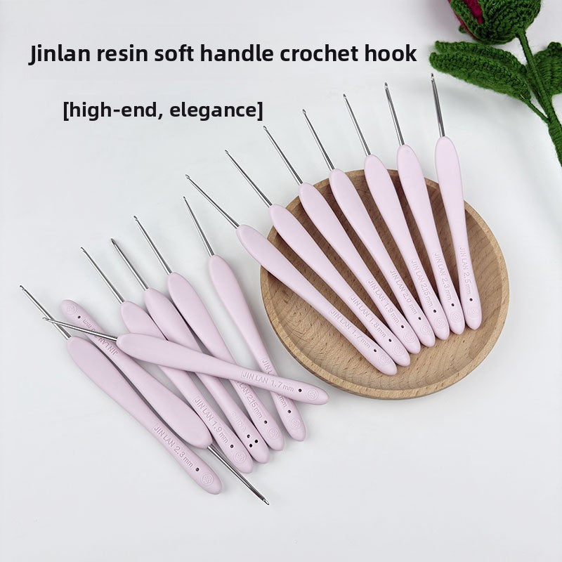 Complete Ergonomic Resin Crochet Hooks Set - Premium Stainless Steel Knitting Needles Kit, Full Range 0.4mm to 6.5mm for DIY Lace & Amigurumi Doll-Making
