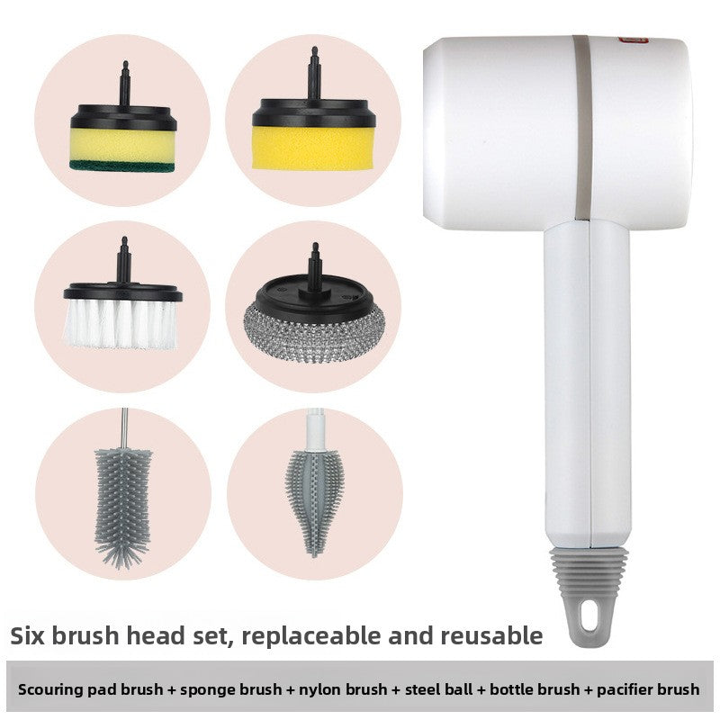 Electric Household Cleaning Brush with Replaceable Heads