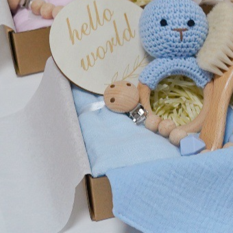 Handmade Crochet Rabbit Rattle Baby Care Set